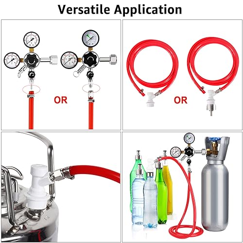 0-120PSI Soda Regulator CO2 Regulator 5.5ft 5/16 Co2 Gas Line Tubing for Kegerator Assembly