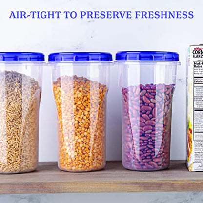 PLASTICPRO 48 Ounce Twist Top Deli Containers Clear bottom With Blue Top Twist on Lids Reusable, Stackable, Food Storage Freezer Container Pack of 4 (Blue) - color: Blue