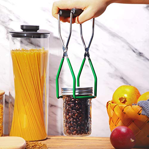 Canning Funnel Jar Lifter Magnetic Lid Wand for Mason Jars, 3 Pcs, Green | Wide Mouth Fit, Anti-Scald Grip, Lid Retrieval Wand, Canning Kit for Jam Jelly Preserves, BPA-Free Safe