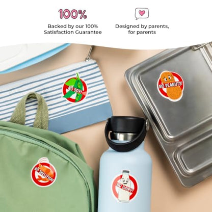 Mabel’s Labels Kids’ Allergy Awareness Stickers – Waterproof, Dishwasher-Safe Reminder for School & Lunch Gear – 8 Common Allergens (Tree Nuts)