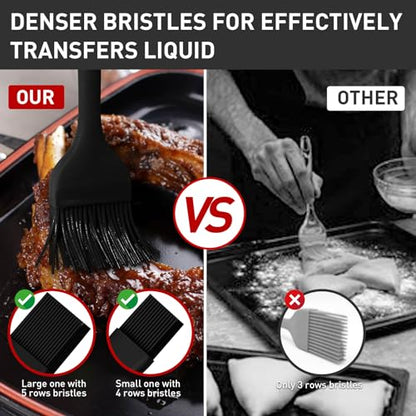 Pastry Brush-Begonia Silicone Basting Brush for Cooking,2pcs 10+8 in Heat Resistant Food Brushes for Baking, Grilling, Cooking and Spreading Oil (Black) - color: Black