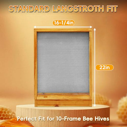 10 Frame Beehive Screened Bottom Board, Beeswax Coated Screened Bottom Board for Langstroth Bee Hive Summer Airflow - size: 1 Pack