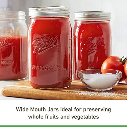 Ball Wide Mouth Glass Mason Jars with Lids and Bands, Used for Canning, Pickling, Juice, Jam, Jelly, Quart Size 32 Ounce (Pack of 8) - size: 8 Pack, style: Wide Mouth