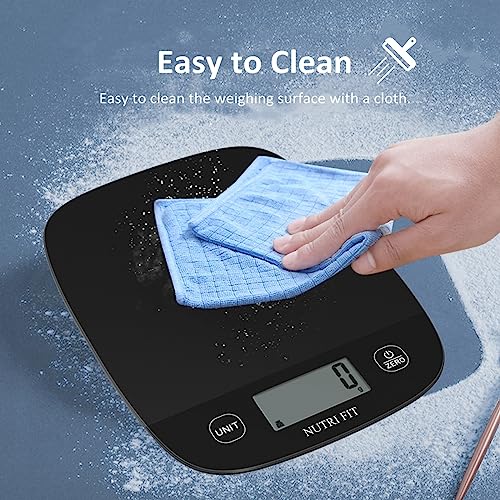 NUTRI FIT Food Scale for Kitchen Scales Digital Weight Grams and Ounces, Baking Scale Accurate for Weight Loss, Cooking, Coffee, Keto Diet, Meal Prep, 0.1oz Ultra Slim Smart Tare Black - color: Carbon Black