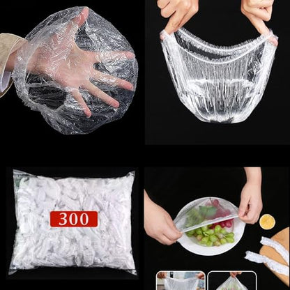 300 Pcs Reusable Elastic Food Covers –Stretchable Bowl & Plate Covers for Bread Proofing Food Storage Picnics. BPA Free, Dishwasher Safe, Universal Fit Clear Adjustable Bread Fermentation Basket Cover