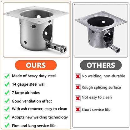 QuliMetal Upgraded Fire Burn Pot and Hot Rod Ignitor Kit Replacement Parts for Traeger, Pit Boss & Camp Chef Pellet Grill Smoker, Durable Fire Burner Pot with Ash Remover, Screws & Fuse - size: Fire Burn Pot + Hot Rod Ignitor
