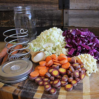 Stainless Steel Fermentation Jar Kit 3 Waterless Fermenter | Airlock Lids & 3 Pickle Helix Fermentation Weights, For Wide Mouth Mason Jars Recipe eBook Included With Fermenting Kit - size: Complete Kit
