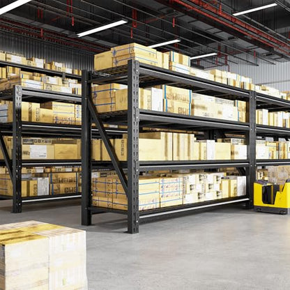 Romorgniz 5020LBS Heavy Duty Garage Shelving, 68.2" W Storage Shelves with Wire Deck, Rust/Water Resistant, 4 Tier Adjustable Industrial Shelving for Warehouse Basement, 23.5" D Deep x 72" H, Black - size: 68.2" W X 72" H X 23.5" D