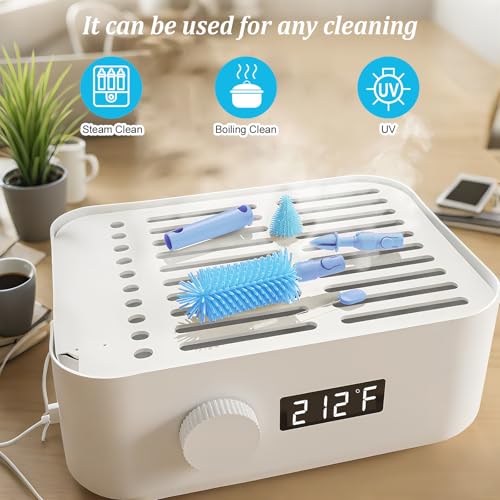 Blue Travel Bottle Cleaner Kit with Drying Rack – 6-in-1 Baby Bottle Washer & Silicone Brush Set for Pump Parts, Nipples & Straws – Portable Baby Travel Essential in Compact Case - color: Blue
