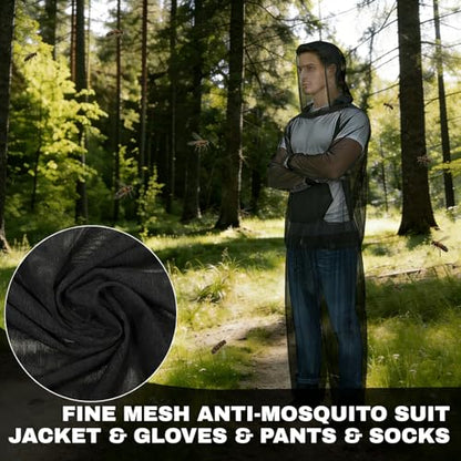 Full Body Mosquito Net Suit - Mosquito Mesh Bug Suits Outdoor Protection, Mosquito Proof Clothing for Women Men Fishing - size: Large-X-Large