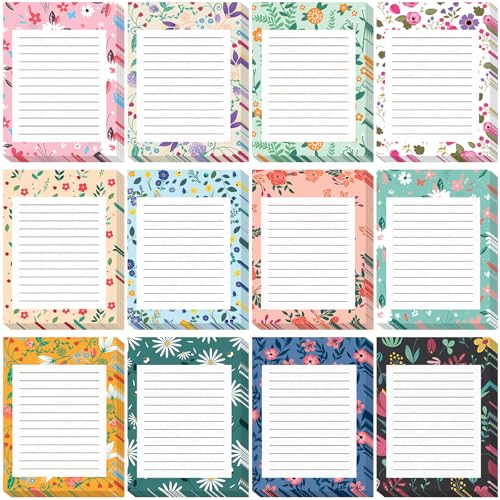 Chiisong 12 Pieces Flower Theme Sticky Notes Flower to Do List 3x4 Inch Floral Memo Pads for Floral Gift Adhesive Notepads for Office Home School Party Supplies Birthday Gift, 12 Styles - style: Flower Style