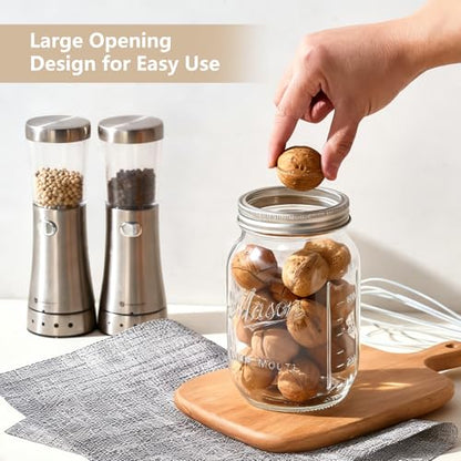Mason Jars 32 oz,6 Pack Large Wide Mouth Mason Jar with Airtight Lids and Bands|Quart Glass Canning Jars for Pickling, Fermenting and Food Storage Microwave&Dishwasher Safe - size: 6pack