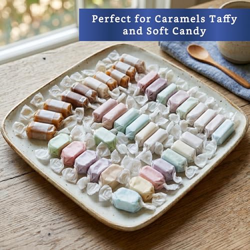 Wax Paper Candy Wrappers 300-pk (5x5 in) - Candy Wrappers for Caramels | Nonstick Wax Paper Squares - Candy Wrappers for Homemade Candy - Pre Cut Parchment Squares - Taffy & Caramels - size: 5 x 5 inch (Pack of 300)