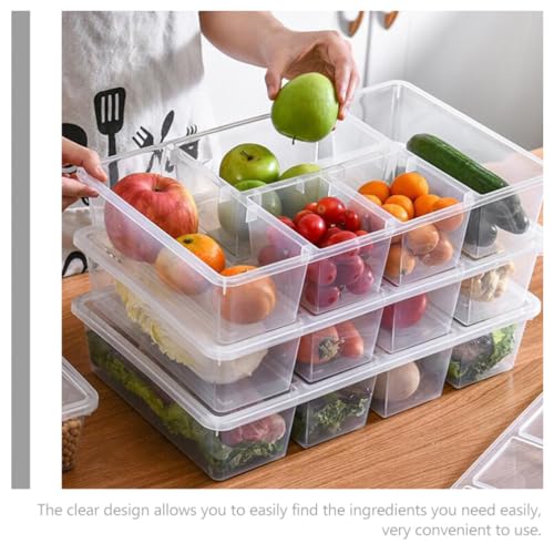 UPKOCH Divided Refrigerator Bin Lid Fridge Organizer Bins Small Storage Box Lid Food Fresh Containers