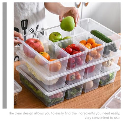 UPKOCH Divided Refrigerator Bin Lid Fridge Organizer Bins Small Storage Box Lid Food Fresh Containers