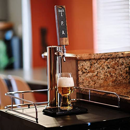 Beer Tap Handle with Removable Chalkboard - 8 Inch Rustic Walnut Wooden Tap Handle with a Convenient Removable Magnetic Chalkboard for Kegerators, Bar Taps, Homebrewers, and Draft Beer, by Gonbae
