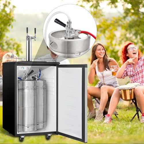 All 304 Stainless Steel D System Keg Coupler, Beer Tap Coupler with 1/4’’ Beer Line Barb & 5/16’’ Gas Line Barb, Heavy Duty US D Sankey Coupler for Smooth Pouring & Fast Dispensing | Heavy Duty, Foam-Free - size: 1/4’’Barb