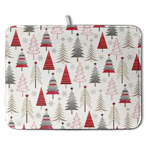 Christmas Dish Drying Mats for Kitchen Counter Xmas Tree Drying Mat Winter Holiday Dishes Drying Pad Microfiber Absorbent Dish Draining Mat Washable Dish Drainer Rack Mat 18x24 Inch - color: Christmas Tree Colorful, size: 18" x 24"