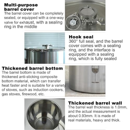 304 Stainless Steel Wine Fermentation Tank, Household Sealed Barrel Fermentation Tank, Yogurt Fermentation Tank, Micro Brewery, Multi-Function Rice Barrel Oil Barrel,20l - color: 20l