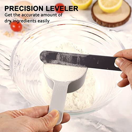 Stackable 10-Piece Measuring Cups and Spoons Set with Lids | BPA-free & dishwasher safe. Kitchen gadgets for cooking & baking. Dust-proof nested utensils for dry or liquid food. - color: 10 Piece - Grey and Blue
