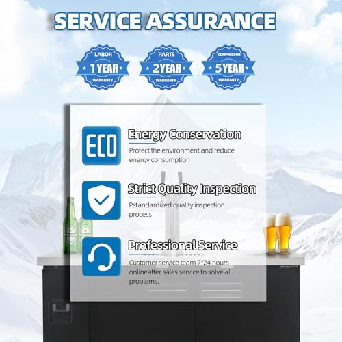 Polarman Commercial Beer Kegerator Double Tap Draft Beer Dispenser 2 Door Beer Dispenser for Bars and Restaurants 49” W Keg Refrigerator With 2 Coupler, 33°F- 41°F Temperature Control-Direct Draw - size: 49"W Double Tap