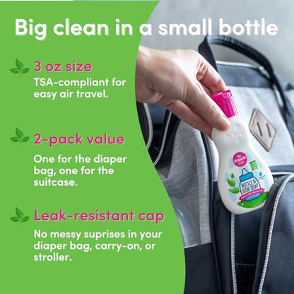 Dapple Baby Fragrance-Free Baby Bottle & Dish Soap - (2 Pack) 3 fl oz - Plant-Powered Cleaner for Bottles, Pump Parts, and Sippy Cups - Travel Size - size: 3 Fl Oz (Pack of 2)