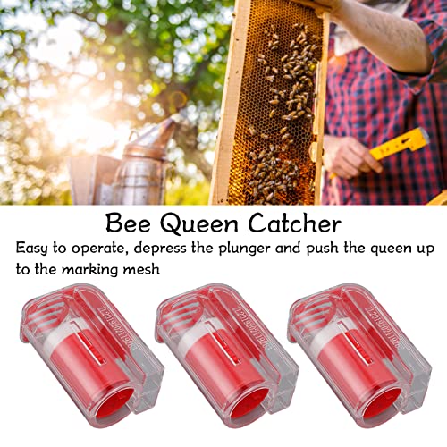 Fdit 3Pcs Queen Bee Catcher Plastic Bee Queen Clips Transparent Bee Cages with Queen Bee Marking Bottle for Beekeepers Mark Tool(2#)