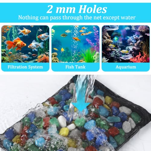 16 Pcs Aquarium Media Bag, Mesh Media Bags with Zipper for Fish Tank | 5.9x7.87 Inch/15x20cm Reusable Filter Bags, For Activated Carbon & Ceramic Rings, White and Black