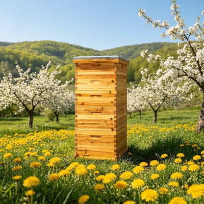 Coated Bee Hive Starter Kit, 5-Layer Langstroth Beehive & 2 Deep and 3 Medium Super Boxes, Premium 10-Frame Wood Honey Bee House with Waterproof Metal Top Cover & Queen Excluder, No Frames