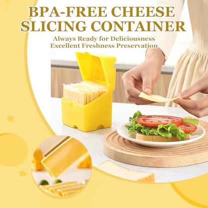2Pcs Sliced Cheese Slice Holder Container for Refrigerator, Cow Cheese Storage Container for Fridge with Flip Lid, Butter Block Cheese Keeper Saver Box,Kitchen Gadget for Saving Cheese