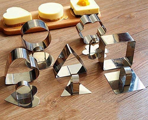 Stainless Steel 3D Cake Molds with Pusher Lifter Cooking Rings Set of 4,Baking Dish Bakeware Tools Cupcake Mold Mousse Ring Cheese Tools Salad Cake Dessert Mould(4 Different Shapes) - color: 4 Different Shapes
