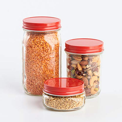 AllSpice Rust-Proof Wide Mouth Aluminum Metal Mason Jar Lids Leak-Proof 12-Pack (Red) - color: Red, size: Wide Mouth