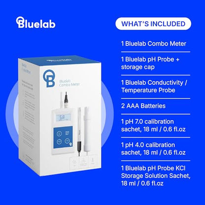 Bluelab Combo Meter for pH, Temperature & Conductivity in Water - Easy Calibration, Digital EC/TDS/PPM Tester for Hydroponics & Indoor Plants (METCOM) - style: pH/EC/Temp Meter in Hydroponic Solutions