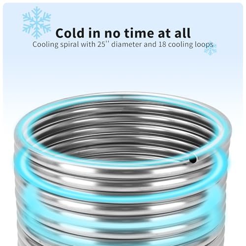 BACOENG 3/8" x 50Ft 304 Wort Chiller, Immerson Chiller, Stainless Steel Tubing Coil for Ice Bath Beer Brewing Tubing Coil, Water Cooler Equipment - size: 3/8" x 50Ft w/ Hose