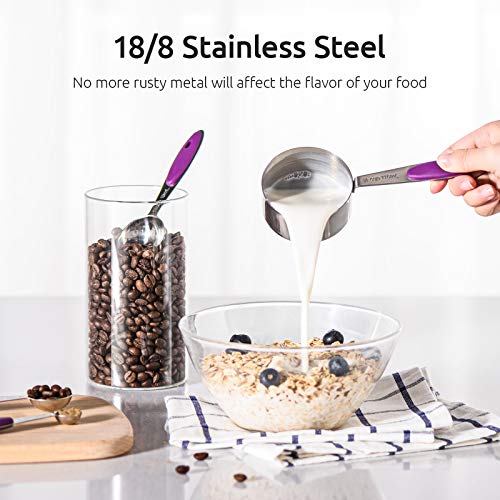 U-Taste 10 Piece Measuring Cups and Spoons Set in 18/8 Stainless Steel (Purple) - color: Purple