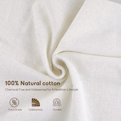 6-Pack Grade 100 Cheese Cloths for Straining, 20x20 Inch Reusable Cotton Muslin Cloth, Hemmed Edges Food Grade Filter for Cooking, Nut Milk, Greek Yogurt and Turkey
