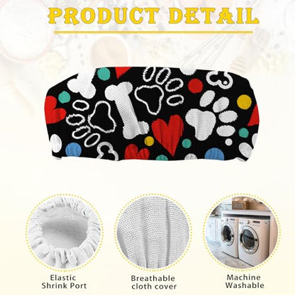 Sourdough Starter Jar Cloth Covers, Dog Paw Heart Gifts for Women Baker 5 Pack Kit Stretchy Cloth Bowl Lids Fits Jar Mouth Ranging 3"- 4" Inches - color: Dog Paw Heart