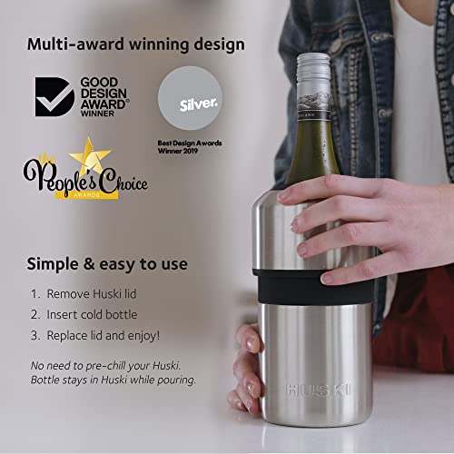 Huski Wine Chiller | Award Winning Iceless Design | Keeps Wine Cold up to 6 Hours | Wine Accessory | Next Generation Ice Bucket | Fits Some Champagne Bottles | Perfect Gift for Wine Lovers (Champagne) - color: Matte Champagne