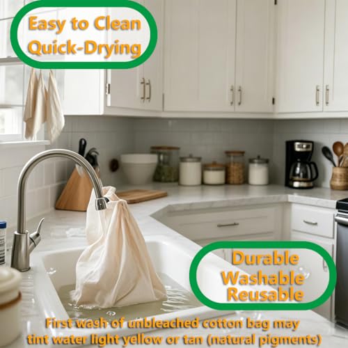 2 Pack XXL 14"x14" Nut Milk Bag - Unbleached Natural Cotton Cheese Cloths | Reusable Cheesecloth Strainer for Almond/Oat/Soy Milk, Juice, Cold Brew Coffee, Yogurt, Wine, Soup | Triple Stitched - size: 14" x 14"