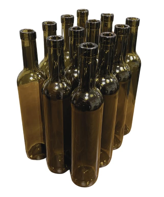 North Mountain Supply 500ml Antique Green Glass Bordelaise 'Torre' Wine Bottle Punt-Bottom BarTop Finish - Case of 12