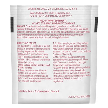 Diversey Sani-Sure Multi-Surface Sanitizer, 100 x 0.125 oz Packets | Food Contact Surfaces, Countertops, Sinks, Tables, Sanitizing Powder Packets - size: 0.13 Ounce (Pack of 100)