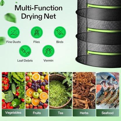 VIVOSUN 2-Pack 4-Layer Mesh Drying Rack Hanging Design with Green Zippers for Dehydrating, Indoor and Outdoor (Pruning Shears Included) - size: 4 Layer, style: 2 Pack