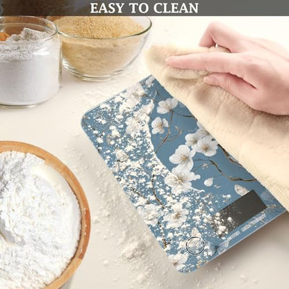 Food Scale Kitchen Scale Food Weight Scales Digital Weight Grams and Ounces Small Electronic Food Scale for Baking Cooking Blue Flowers Butterfly - color: Blue Flowers Butterfly