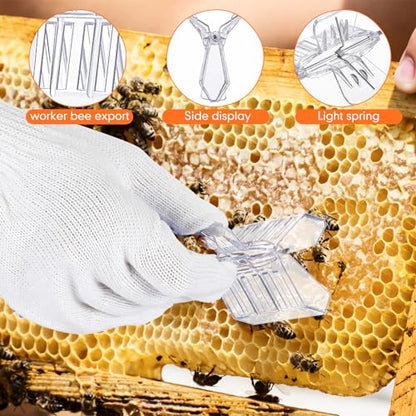 Tandefio 6 Pcs Honey Harvesting Honey Extractor Kit Include Stainless Steel Honey Strainer, Frame Grip, Uncapping Fork, Uncapping Needle Roller, Honey Gate, Queen Catcher, Bee Supplies and Equipment