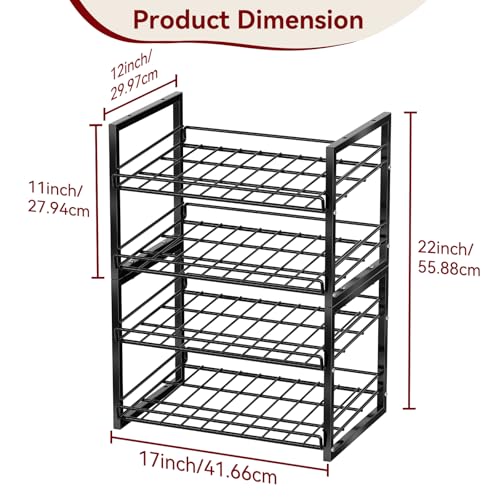 2-Tier Stackable Can Organizer 2 Pack, Pantry Can Dispenser Holds Up to 48 Cans, Metal Wire Basket for Canned Food Soda Drinks, Black