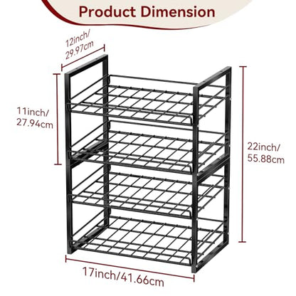 2-Tier Stackable Can Organizer 2 Pack, Pantry Can Dispenser Holds Up to 48 Cans, Metal Wire Basket for Canned Food Soda Drinks, Black