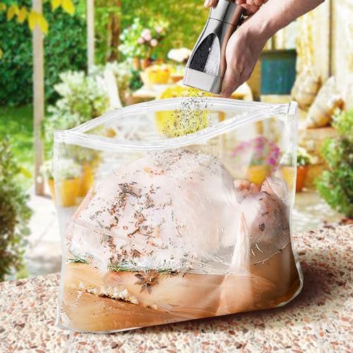 Turkey Brining Bag, 26"×22" 2 Packs Extra Large Brine Bag with 2 Strings Thickened Brining Bags Holds Up to 35 Pounds, Double Zippers Seal Brine Bags for Turkey, Chicken, Beef, Pork, Ham - size: 2PACK- 26"×22"