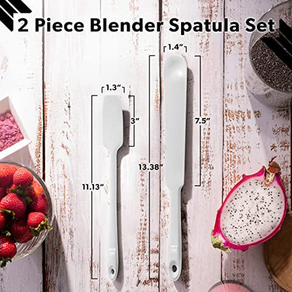 DI ORO Silicone Blender & Jar Spatulas - Heat Resistant Kitchen Utensil Set for Cooking, Mixing, Baking, & Scraping (2pc, Stone) - color: Stone