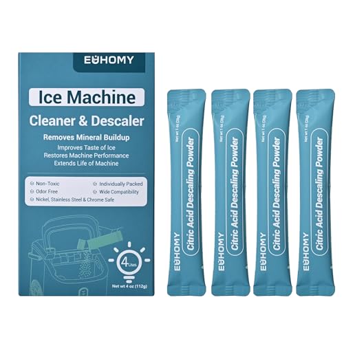 EUHOMY Ice Maker Cleaner & Descaler | 4 Use & Individually Packed | Ice Machine Cleaner with Organic Citric Acid Descaling Powder, Ideal for All Brands - size: 4 Ounce(pack of 1)