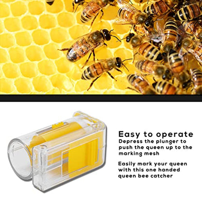 Agatige Bee Queen Marking Catcher, Plastic One Handed Marker Bottle Queen Marking Collect Bee Cage Swarm Catcher Beekeeper Tool Accessory for Capturing and Labeling Queen Bees